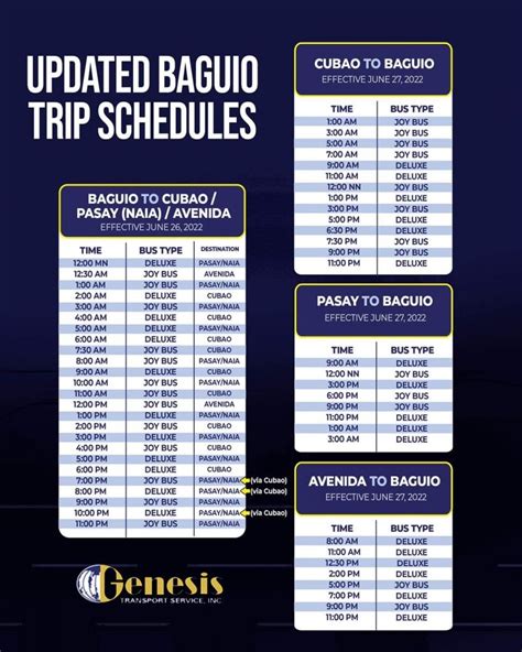 genesis bus schedule|Manila to Baguio Bus .